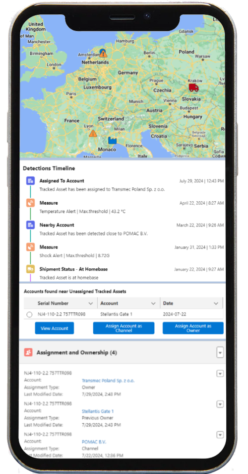 smartphone view of Wisechain IB tracking app